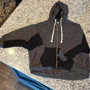 POL Men's Charcoal and Black Zip-Up Sweater